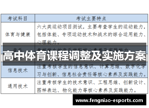 高中体育课程调整及实施方案